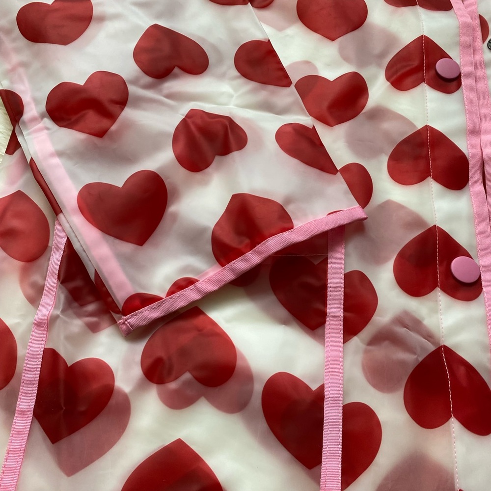 Lazy Oaf See Through Heart Mac Translucent Rain Jacket Oversize Size L / XXL fit - Picture 6 of 17